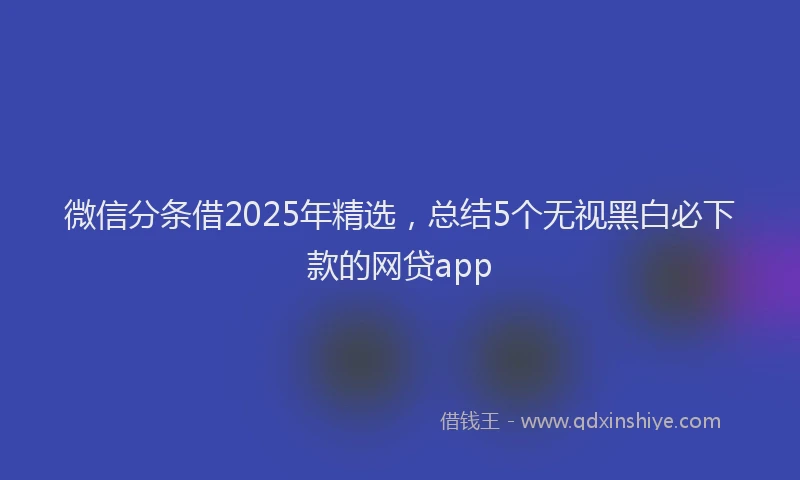 微信分条借2025年精选，总结5个无视黑白必下款的网贷app