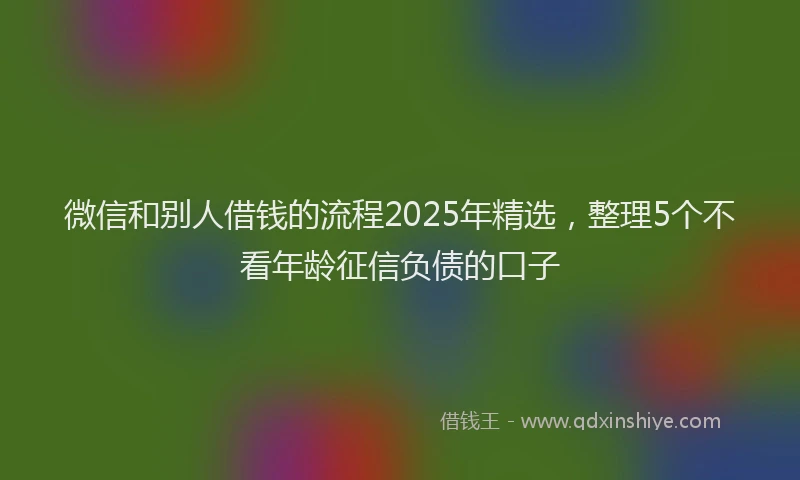 微信和别人借钱的流程2025年精选，整理5个不看年龄征信负债的口子