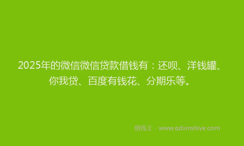 2025年的微信微信贷款借钱有：还呗、洋钱罐、你我贷、百度有钱花、分期乐等。