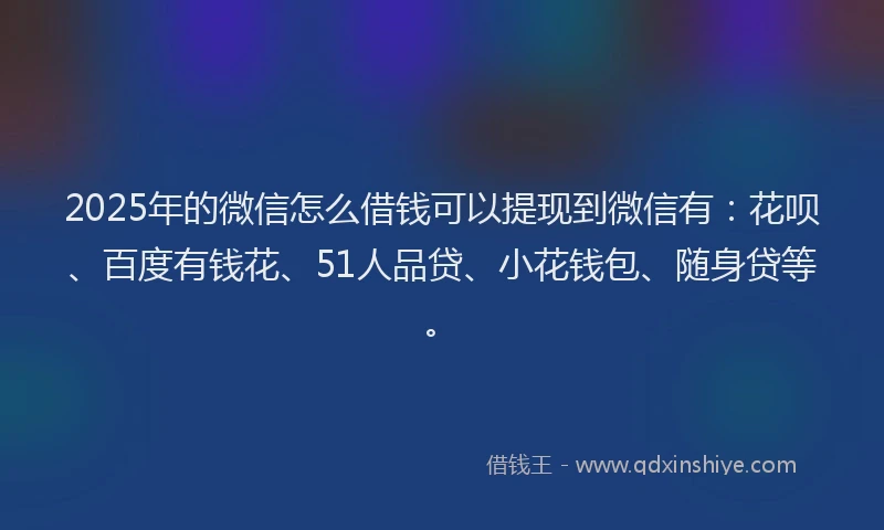 2025年的微信怎么借钱可以提现到微信有：花呗、百度有钱花、51人品贷、小花钱包、随身贷等。