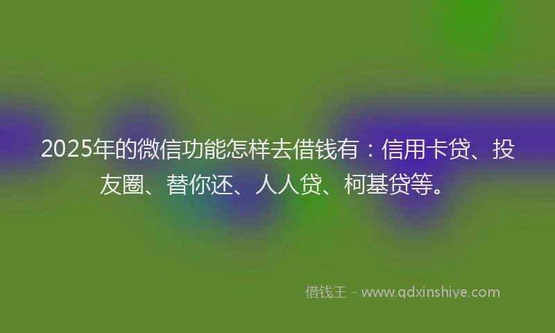 2025年的微信功能怎样去借钱有：信用卡贷、投友圈、替你还、人人贷、柯基贷等。