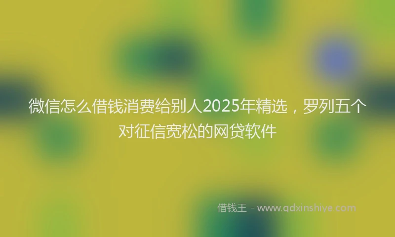 微信怎么借钱消费给别人2025年精选，罗列五个对征信宽松的网贷软件