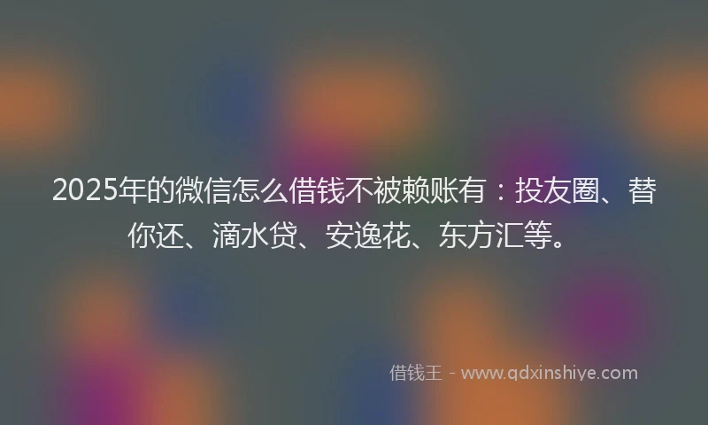 2025年的微信怎么借钱不被赖账有：投友圈、替你还、滴水贷、安逸花、东方汇等。