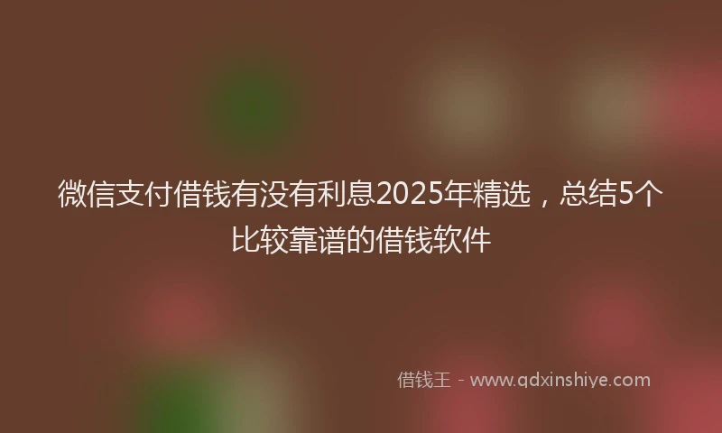 微信支付借钱有没有利息2025年精选，总结5个比较靠谱的借钱软件