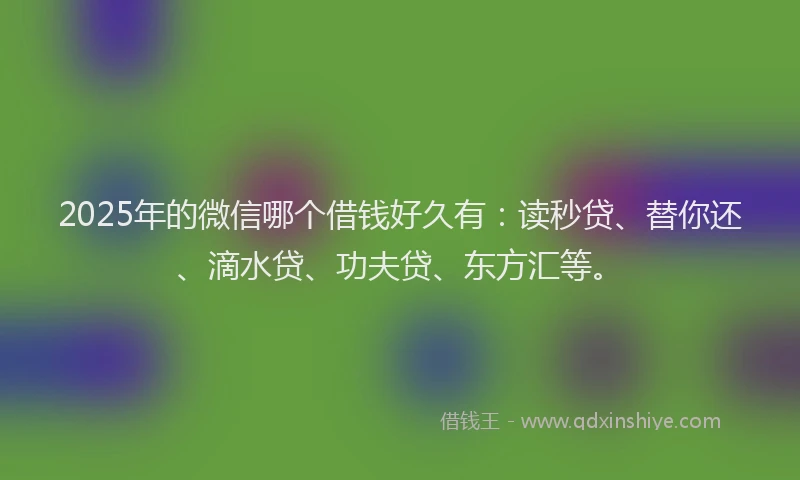 2025年的微信哪个借钱好久有：读秒贷、替你还、滴水贷、功夫贷、东方汇等。