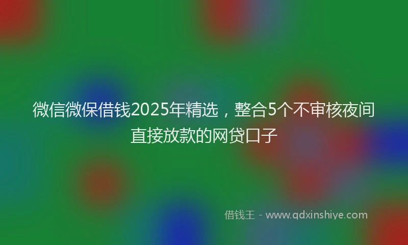微信微保借钱2025年精选，整合5个不审核夜间直接放款的网贷口子