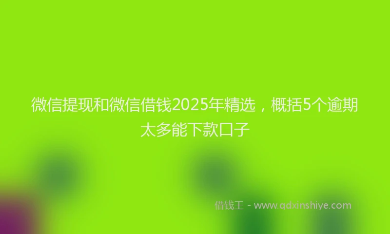 微信提现和微信借钱2025年精选，概括5个逾期太多能下款口子