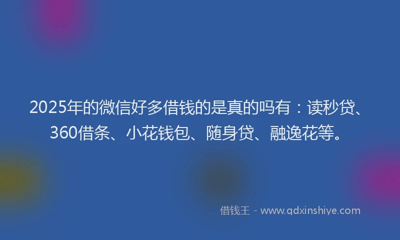 2025年的微信好多借钱的是真的吗有：读秒贷、360借条、小花钱包、随身贷、融逸花等。