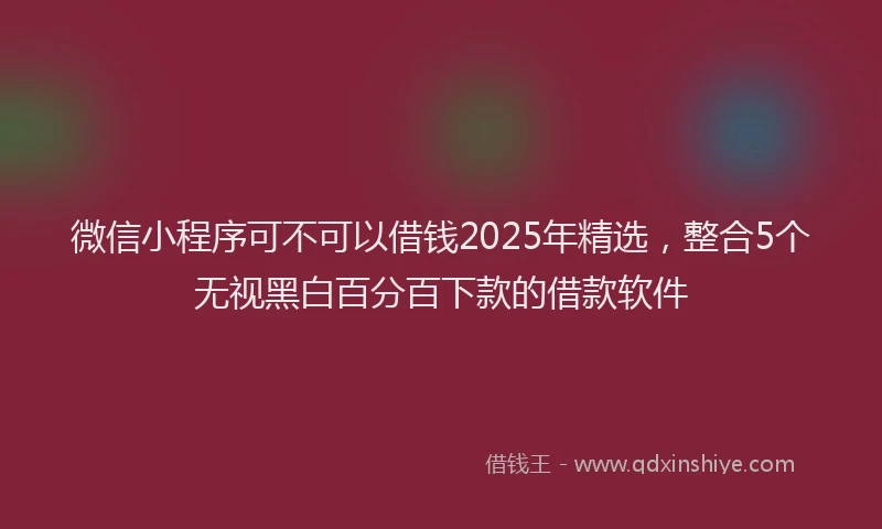 微信小程序可不可以借钱2025年精选，整合5个无视黑白百分百下款的借款软件