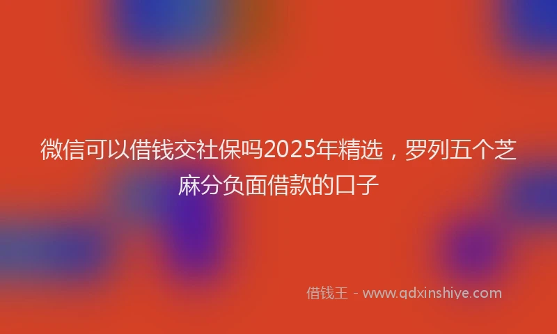 微信可以借钱交社保吗2025年精选，罗列五个芝麻分负面借款的口子