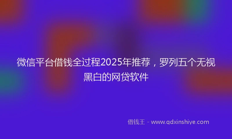 微信平台借钱全过程2025年推荐，罗列五个无视黑白的网贷软件