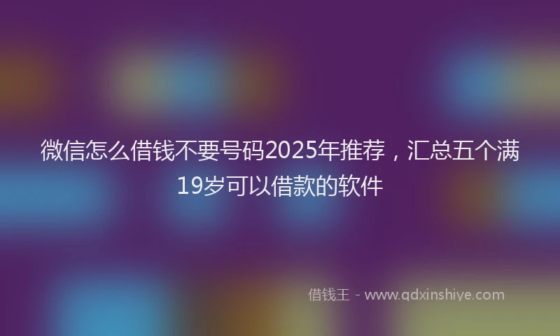 微信怎么借钱不要号码2025年推荐，汇总五个满19岁可以借款的软件