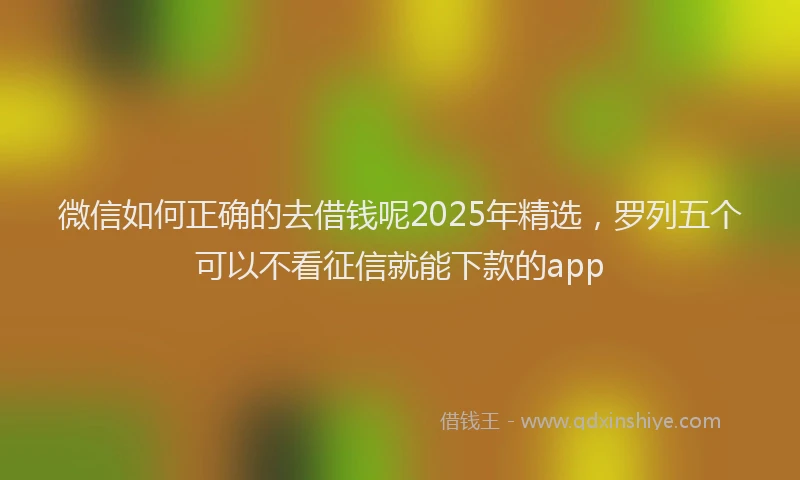 微信如何正确的去借钱呢2025年精选，罗列五个可以不看征信就能下款的app