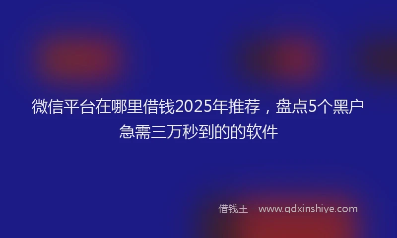 微信平台在哪里借钱2025年推荐，盘点5个黑户急需三万秒到的的软件