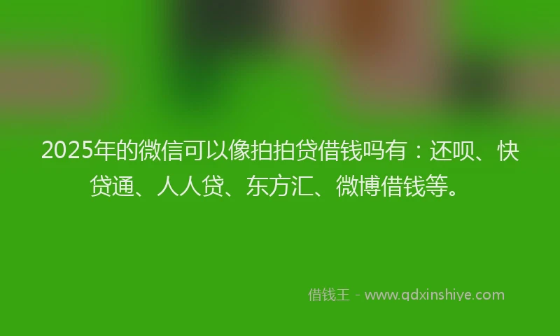 2025年的微信可以像拍拍贷借钱吗有：还呗、快贷通、人人贷、东方汇、微博借钱等。