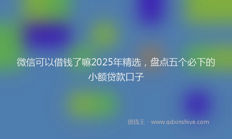 微信可以借钱了嘛2025年精选，盘点五个必下的小额贷款口子