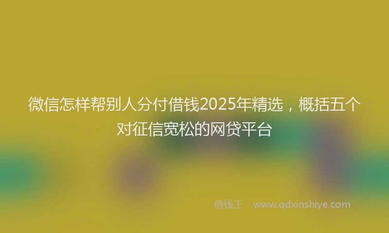 微信怎样帮别人分付借钱2025年精选，概括五个对征信宽松的网贷平台