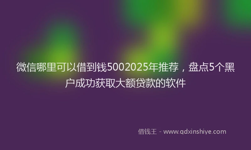 微信哪里可以借到钱5002025年推荐，盘点5个黑户成功获取大额贷款的软件