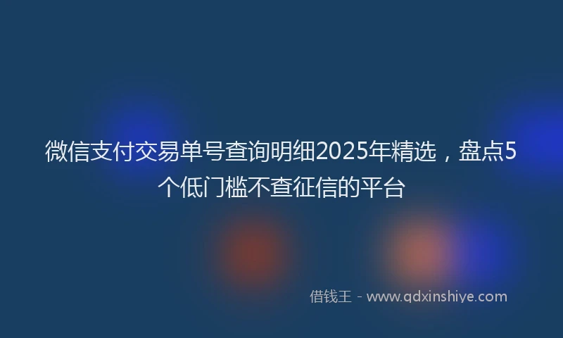 微信支付交易单号查询明细2025年精选，盘点5个低门槛不查征信的平台