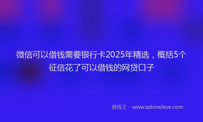 微信可以借钱需要银行卡2025年精选，概括5个征信花了可以借钱的网贷口子