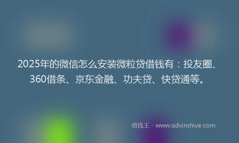 2025年的微信怎么安装微粒贷借钱有：投友圈、360借条、京东金融、功夫贷、快贷通等。
