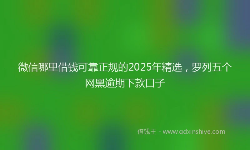 微信哪里借钱可靠正规的2025年精选，罗列五个网黑逾期下款口子