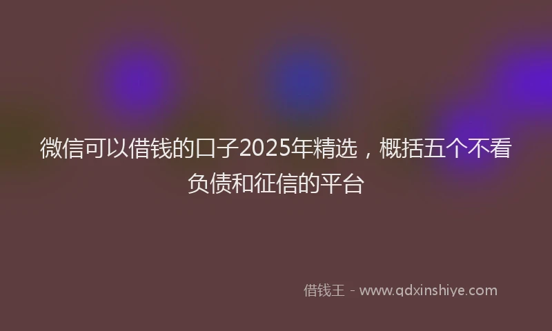 微信可以借钱的口子2025年精选，概括五个不看负债和征信的平台