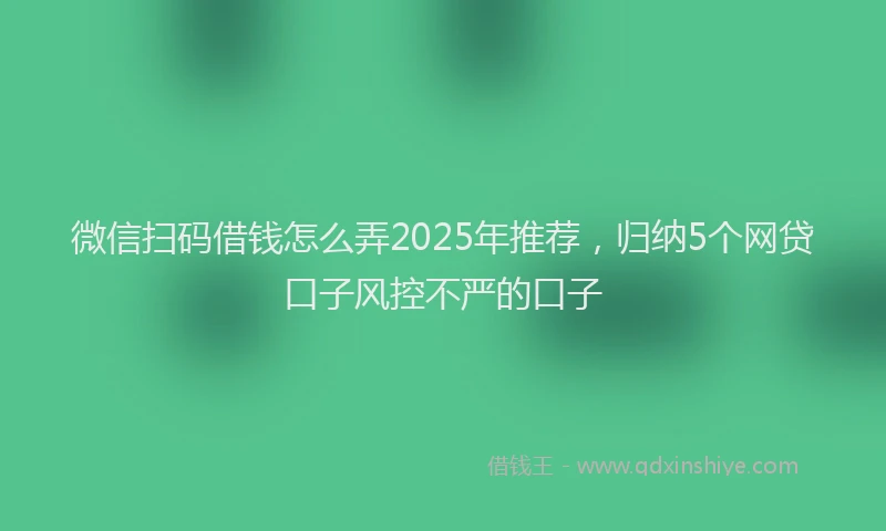 微信扫码借钱怎么弄2025年推荐，归纳5个网贷口子风控不严的口子