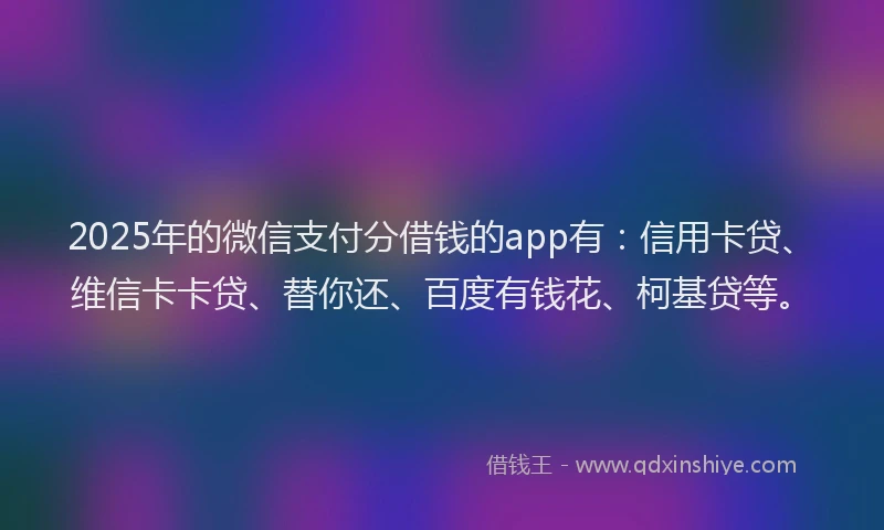 2025年的微信支付分借钱的app有：信用卡贷、维信卡卡贷、替你还、百度有钱花、柯基贷等。