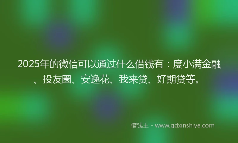 2025年的微信可以通过什么借钱有：度小满金融、投友圈、安逸花、我来贷、好期贷等。
