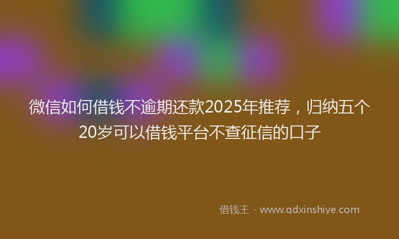 微信如何借钱不逾期还款2025年推荐,归纳五个20岁可以借钱平台不查征信的口子