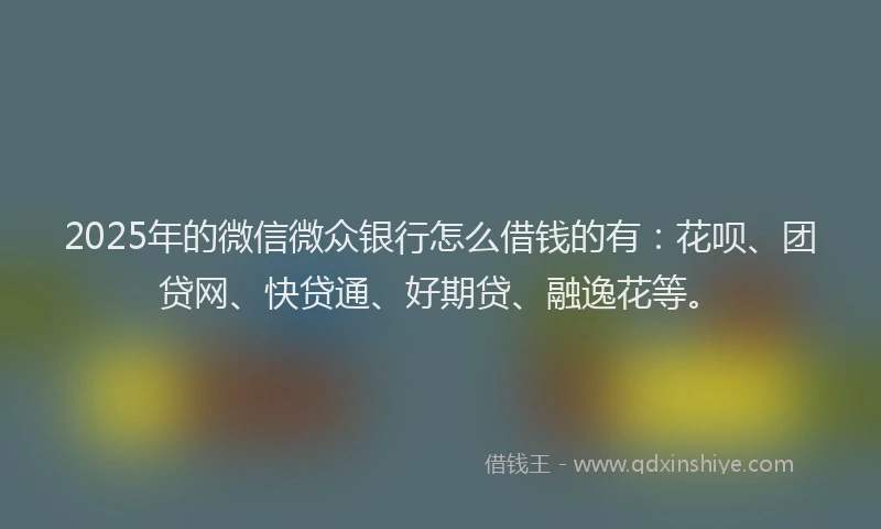 2025年的微信微众银行怎么借钱的有：花呗、团贷网、快贷通、好期贷、融逸花等。