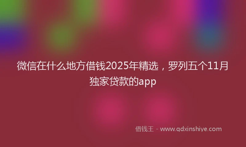 微信在什么地方借钱2025年精选，罗列五个11月独家贷款的app