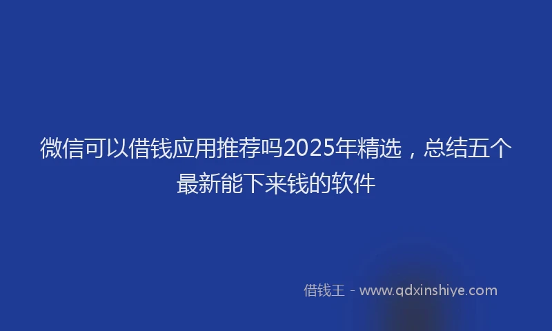微信可以借钱应用推荐吗2025年精选，总结五个最新能下来钱的软件