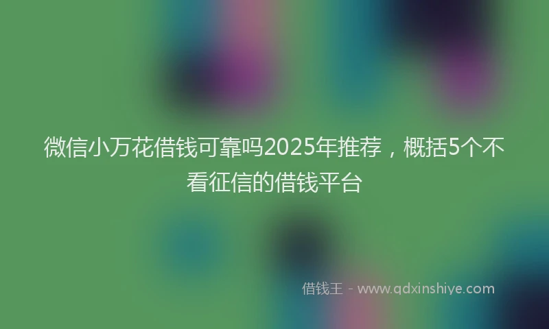 微信小万花借钱可靠吗2025年推荐，概括5个不看征信的借钱平台