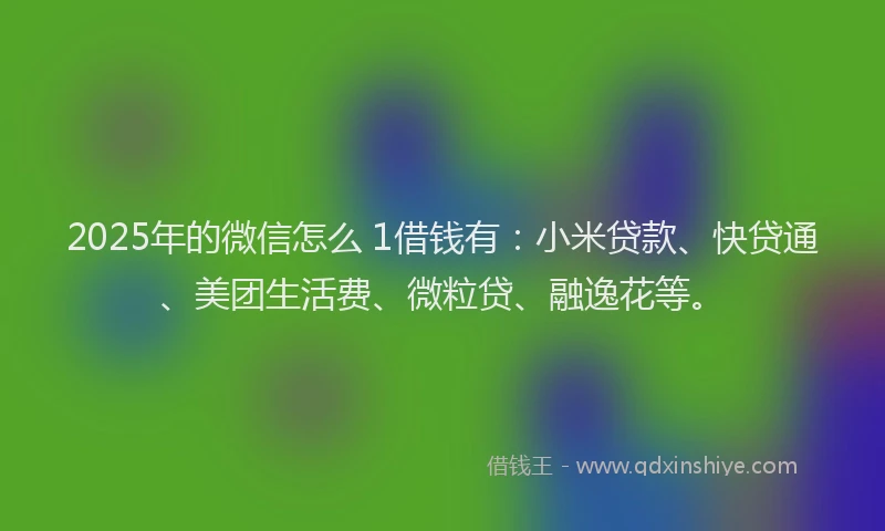 2025年的微信怎么 1借钱有：小米贷款、快贷通、美团生活费、微粒贷、融逸花等。