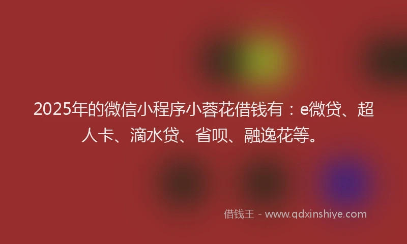 2025年的微信小程序小蓉花借钱有：e微贷、超人卡、滴水贷、省呗、融逸花等。