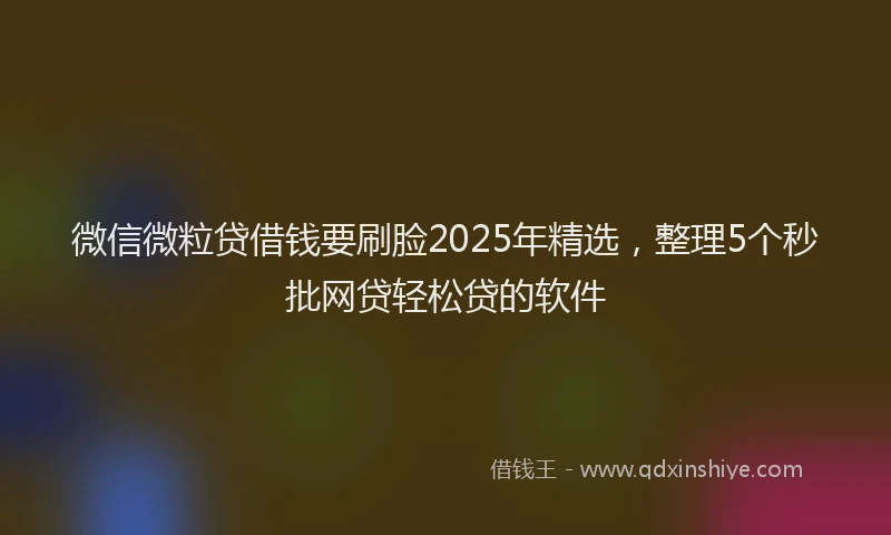 微信微粒贷借钱要刷脸2025年精选，整理5个秒批网贷轻松贷的软件