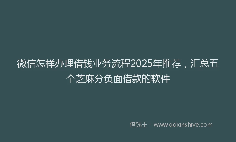 微信怎样办理借钱业务流程2025年推荐，汇总五个芝麻分负面借款的软件