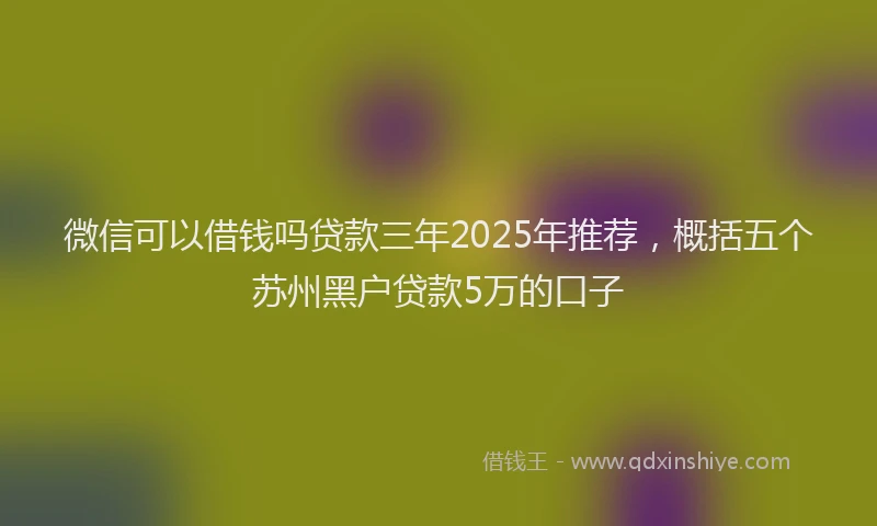 微信可以借钱吗贷款三年2025年推荐，概括五个苏州黑户贷款5万的口子