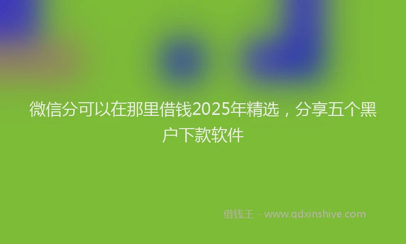 微信分可以在那里借钱2025年精选，分享五个黑户下款软件