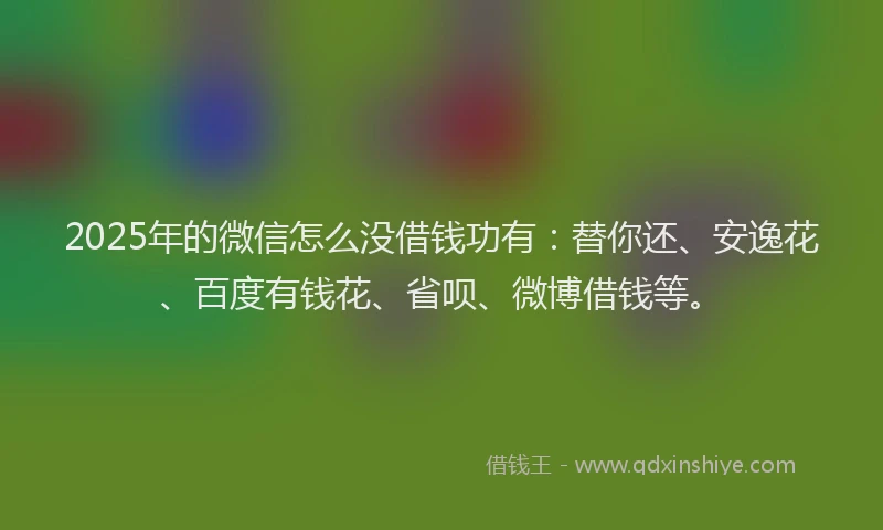 2025年的微信怎么没借钱功有：替你还、安逸花、百度有钱花、省呗、微博借钱等。