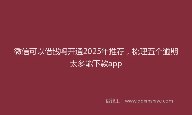 微信可以借钱吗开通2025年推荐，梳理五个逾期太多能下款app
