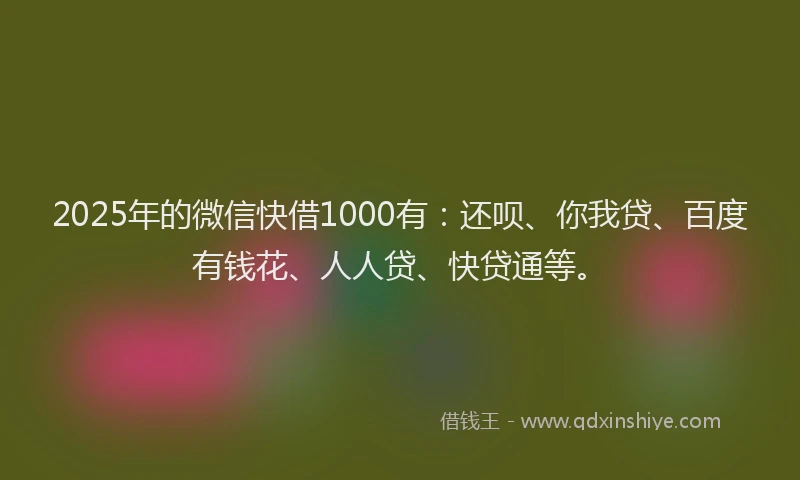 2025年的微信快借1000有：还呗、你我贷、百度有钱花、人人贷、快贷通等。