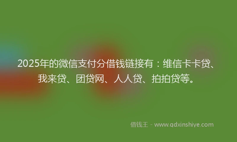 2025年的微信支付分借钱链接有：维信卡卡贷、我来贷、团贷网、人人贷、拍拍贷等。