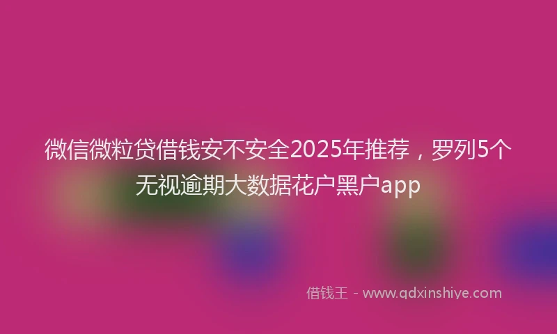 微信微粒贷借钱安不安全2025年推荐，罗列5个无视逾期大数据花户黑户app