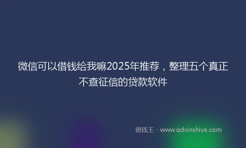 微信可以借钱给我嘛2025年推荐，整理五个真正不查征信的贷款软件