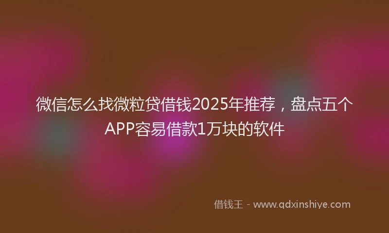 微信怎么找微粒贷借钱2025年推荐，盘点五个APP容易借款1万块的软件