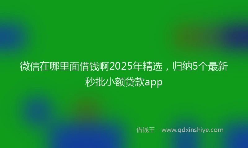 微信在哪里面借钱啊2025年精选，归纳5个最新秒批小额贷款app