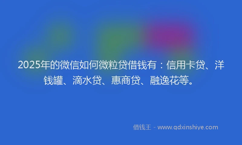 2025年的微信如何微粒贷借钱有：信用卡贷、洋钱罐、滴水贷、惠商贷、融逸花等。